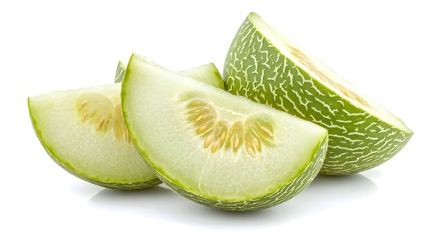 Sliced Ridge gourd Sliced Winter melon isolated on a white background