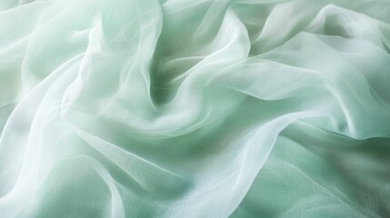 Obraz premium Pale green fabric, softly draped, translucent texture.
