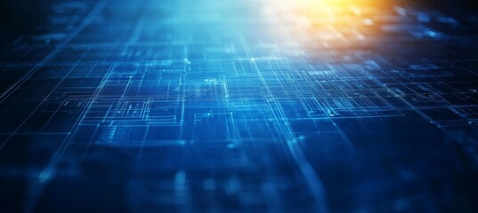 Fototapeta premium Futuristic Technology Background, Blue Circuit Board Pattern, Digital Network Concept