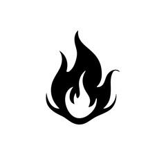 Flame icon silhouette on white background