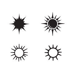 A set of sun icons silhouette on white background