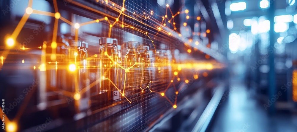 Poster abstract data visualization with laboratory samples for medical research and science innovation