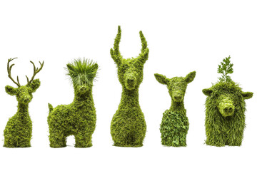 Collection of charming green animal topiary sculptures