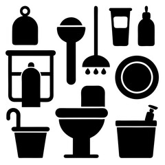 Vector Illustration of Bathroom and Toilet Accessories