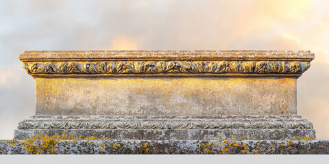 Intricate Needlework Tomb Displayed with Minimalist Elegance