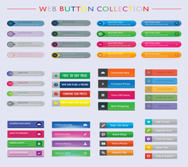 Web Buttons collection Set Vector