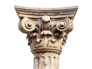 antique greek style column isolated transparent or white background, png pillar cutout