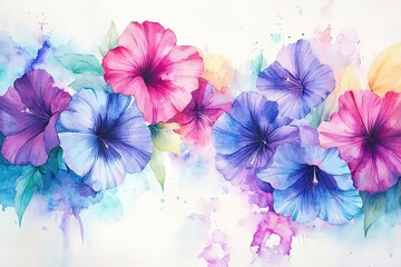 Watercolor artwork with watercolor background and pink flowers
