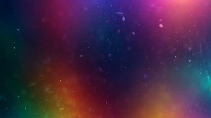 Abstract colorful background with glowing particles and bokeh effect.