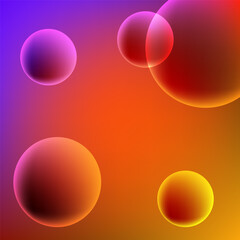 Bubbles with yellow pink gradient mesh abstract background