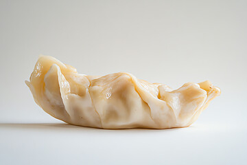 Delicious steamed dumpling with a soft texture, placed against a smooth, white background for a clean and appetizing look.
