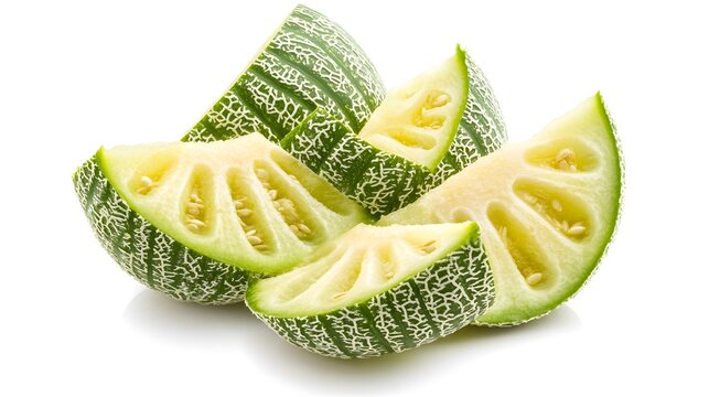 Sliced Ridge gourd Sliced Winter melon isolated on a white background