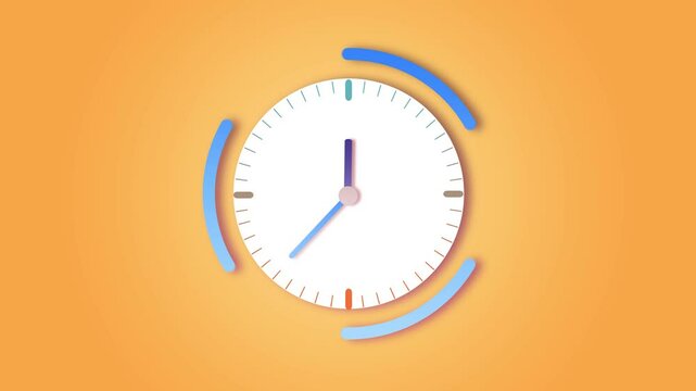 Abstract Loop animation of a clock on the orange background.