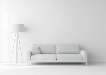 A cozy living room featuring a couch, a lamp, and a plant