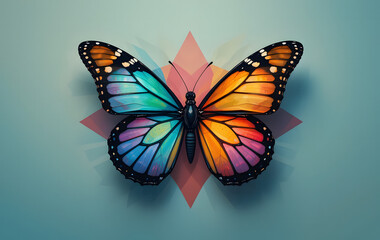 Obraz premium abstract butterfly with geometrical colorful background 