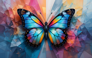 abstract butterfly with geometrical colorful background 