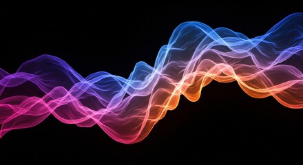 Obraz premium Abstract Colorful Waves: Dynamic, vibrant waves of color flow and intertwine against a black background, creating a mesmerizing visual effect of energy and movement.