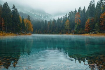 Rippling Water Reflection Autumn Forest Nature Photography Misty Environment