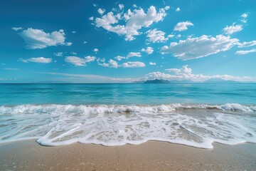 Waves Crashing on Sandy Beach Tropical Paradise Nature Photography Seascape Aerial View