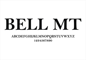Bell MT font for logo and headline. Isolated vector typeset