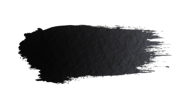 A Black Paint Brush Stroke On A Textured White Paper Background Depicting Abstract Art Isolated on a Transparent Background (PNG).