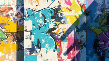 Urban graffiti backdrop featuring vibrant colors, showcasing street art and cultural expression