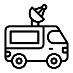 News Van Vector Line Icon Design