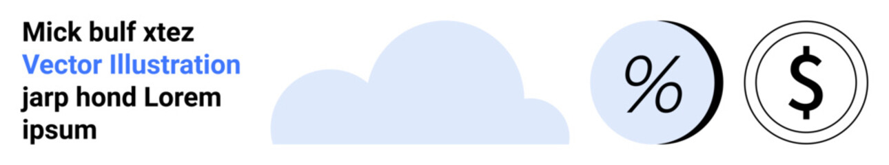 Cloud icon, percentage symbol, dollar sign. Ideal for financial planning, budgeting, savings, accounting, online banking, investment economic analysis Landing page