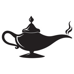 PrintAladdin lamp silhouette black vector, aladdin lamp icon. black Vector illustration