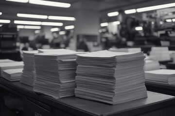 Printing Press Assembly Line with Stacked Sheets