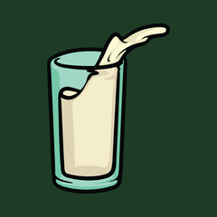 Glass of milk cartoon vector illustration