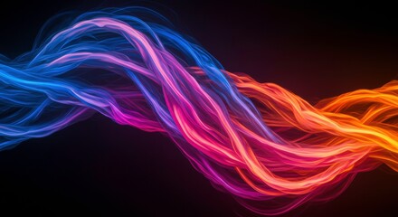 Abstract Energy Flow: A vibrant, dynamic composition featuring swirling streams of light in shades of blue, pink, and orange, creating an abstract representation of energy, movement, and fluidity.