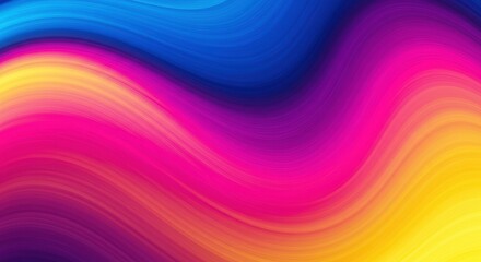 Fototapeta premium Abstract Flowing Swirls: Vibrant and dynamic, this abstract background features a mesmerizing interplay of vibrant hues - blue, yellow, pink and purple - swirling and blending seamlessly in a fluid.