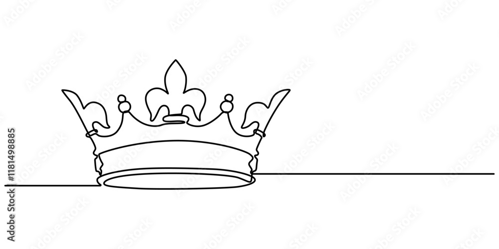 Poster royal crown continuous line drawing. simple king crown outline design concept. vector illustration, 