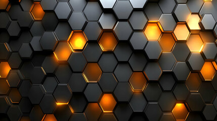 Abstract Hexagon Orange Glow Background