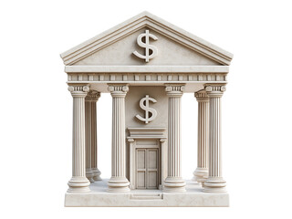 Obraz premium 3d central bank building isolated on transparent background, png bank cutout