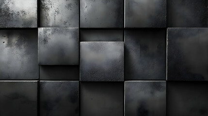 Dark Abstract Texture: Blocks, Cubes, Black, Grunge