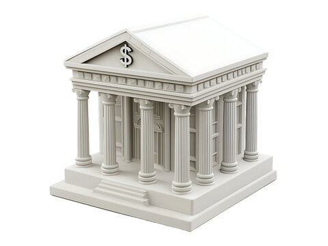 3d central bank building isolated on transparent background, png bank cutout