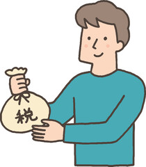 税金を納める若い男性