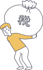重い税金に苦しむ男性単色