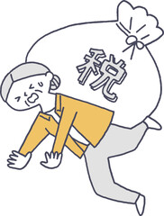 重い税金に苦しむシニア女性単色