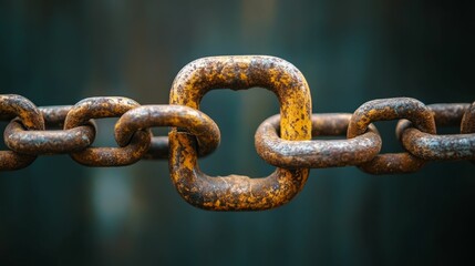 Fototapeta premium Rusty metal chain links; close-up detail.