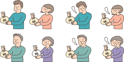 税金を納める人々のイラストセット