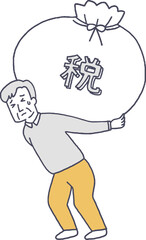 重い税金に苦しむシニア男性単色