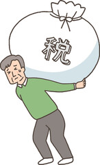 重い税金に苦しむシニア男性