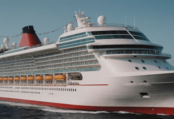 tourist cruise ship seascape , realistic illustration