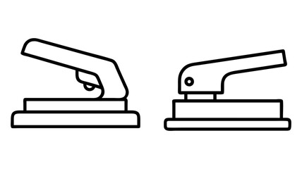 hole puncher icon, office line art, office vector - simple black line art icon of hole puncher perfect for logos, and office-themed designs.