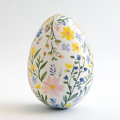 A minimalist Easter egg decorated with delicate hand-painted floral patterns in soft pastel tones. Perfect for spring, Easter, and decorative themes.