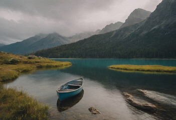 Obraz premium mountain river beautiful landscape, realistic illustration