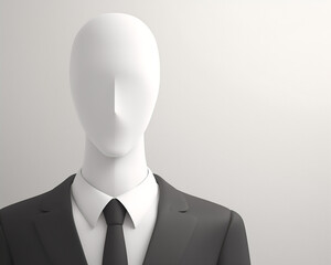 Abstract Illustration of Faceless Businessman in Suit and Tie Highlighting Anonymity and Corporate Identity